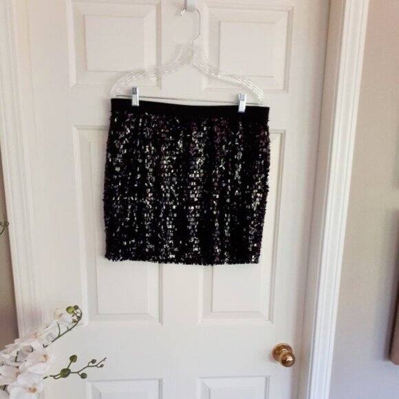 NWOT Joe Fresh black sequin mesh mini skirt XL - Picture 10 of 10